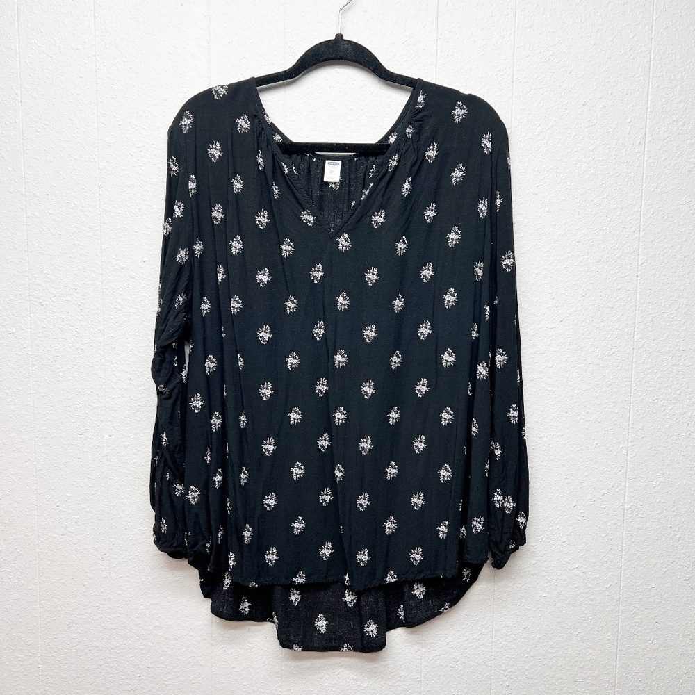 Old Navy Floral Puff Sleeve Top Womens XXL Lightweight Bohemian Contemporary